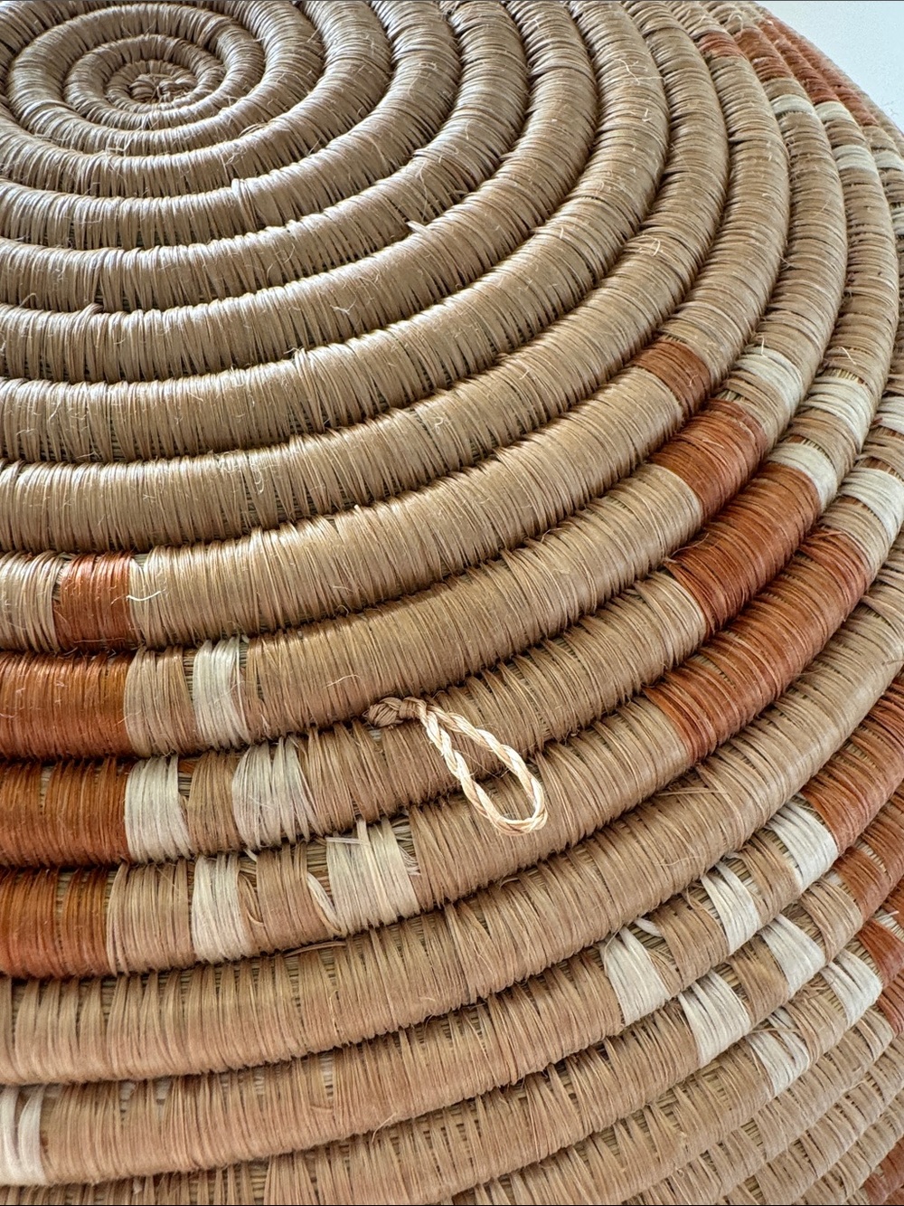 Fair Trade Handwoven Decorative Woven Wall Basket - Tan & Rust - Picture 9 of 10